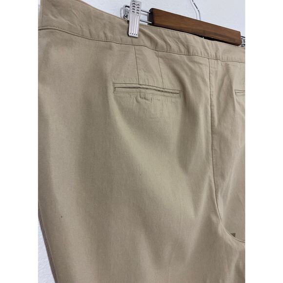 Lane Bryant Size 26 Tan Stretch Flat Front Capri Pants Pocket Back Slit Casual - Picture 4 of 7